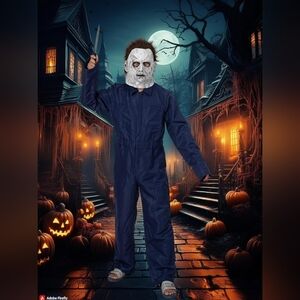 MICHAEL MYERS Adult Costume Jumpsuit with Mask And Toy Knife. HALLOWEEN Cosplay